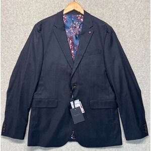 NWT Ted Baker Mens Core Suit Jacket Blazer Navy Blue Single Breasted Classic 4 L